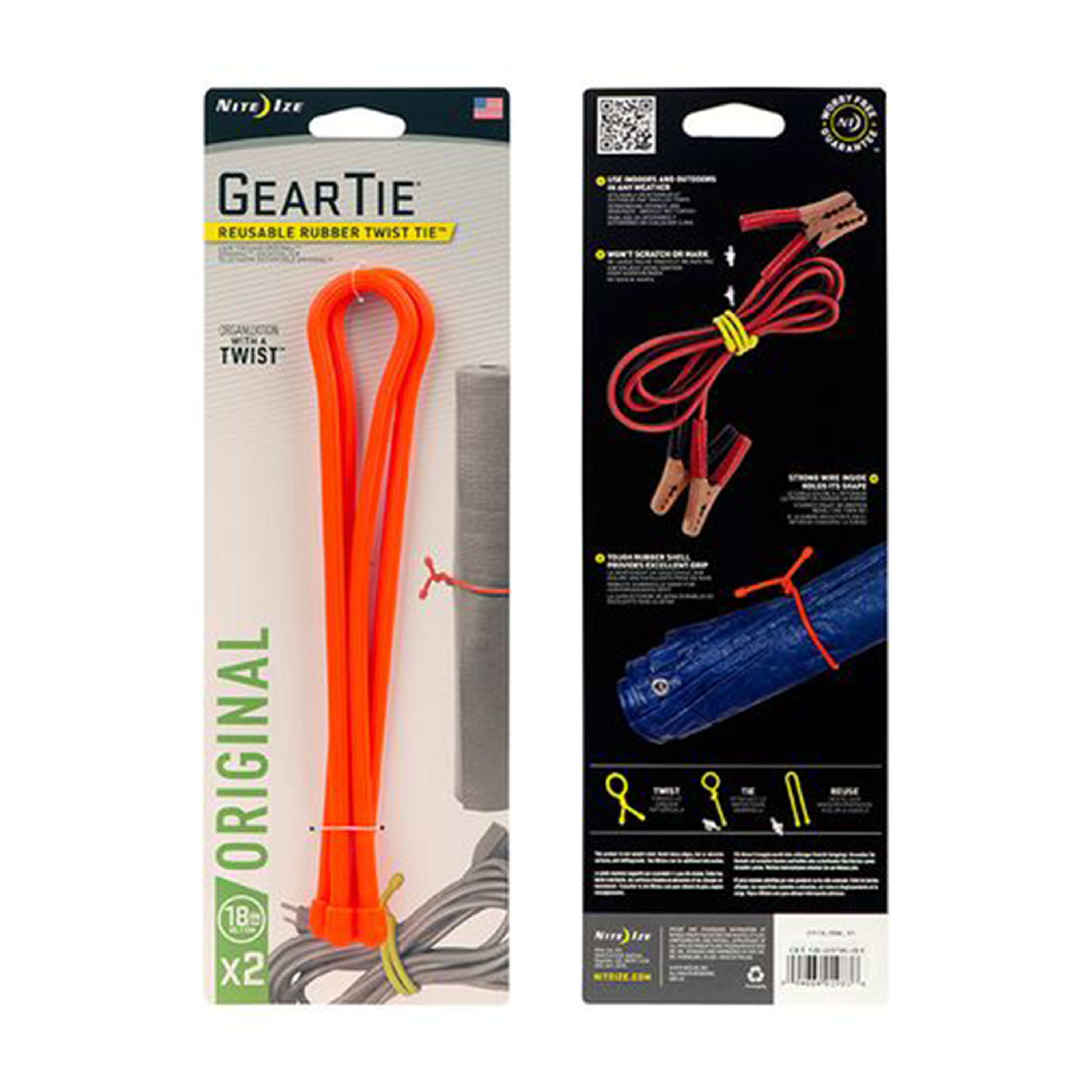 Nite Ize Unisex Orange Nite Ize® Gear Tie® 18Inch Twin Pack