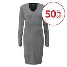 Long-sleeved merino blend dress ideal for travel.