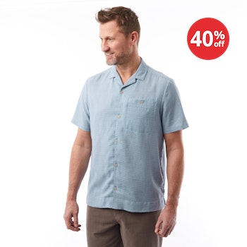 Porto Linen Shirt S/S M's, Horizon Blue Stripe